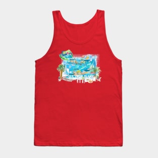 US Virgin Islands Illustrated Travel Map with Roads and Highlights Tank Top
